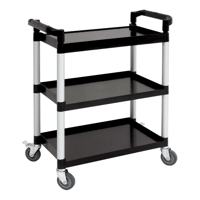 Genware Trolley 3 Tier Black Poly 85x41x94cm / 33.5x16x37