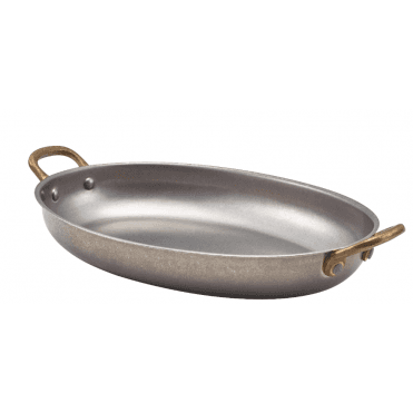 Vintage Steel Oval Dish 24.5cm (Pack of 3)