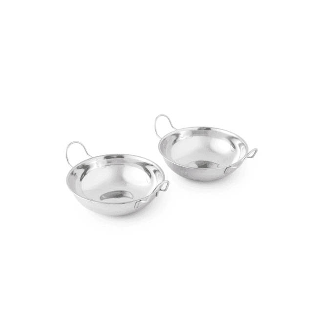 Lifetime Brands KitchenCraft Stainless Steel Balti Serving Dishes, 18cm, Silver (Pack of 2) 