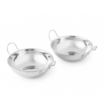 KitchenCraft Stainless Steel Balti Serving Dishes, 18cm, Silver (Pack of 2) 