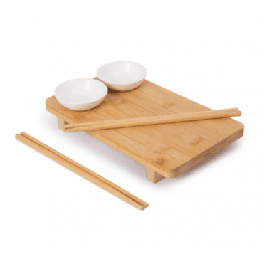 KitchenCraft World of Flavours 5pc Sushi Serving Set for Two, Including Plate, Bowls and Chopsticks
