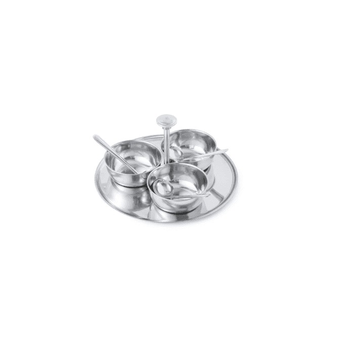 Lifetime Brands  KitchenCraft World of Flavours Condiment Serving Set, Silver, Stainless Steel 