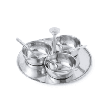  KitchenCraft World of Flavours Condiment Serving Set, Silver, Stainless Steel 