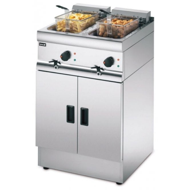 Lincat  Double Well Elec. Fryer 2 X 6kw Floor Standing Twin Tank One Basket/tank