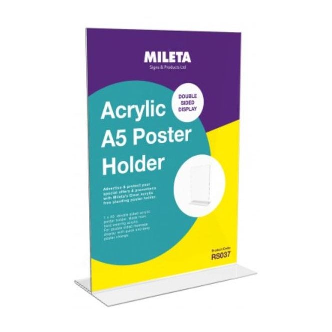 Mileta Signs A5 Double Sided Menu Holder Acrylic