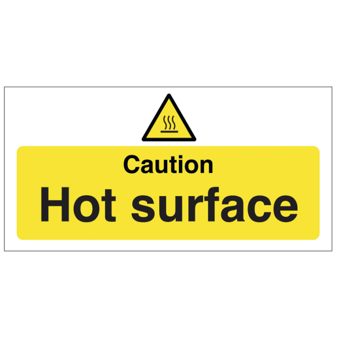 Mileta Signs 'Caution Hot Surface' Self Adhesive Sticker 10x20cm