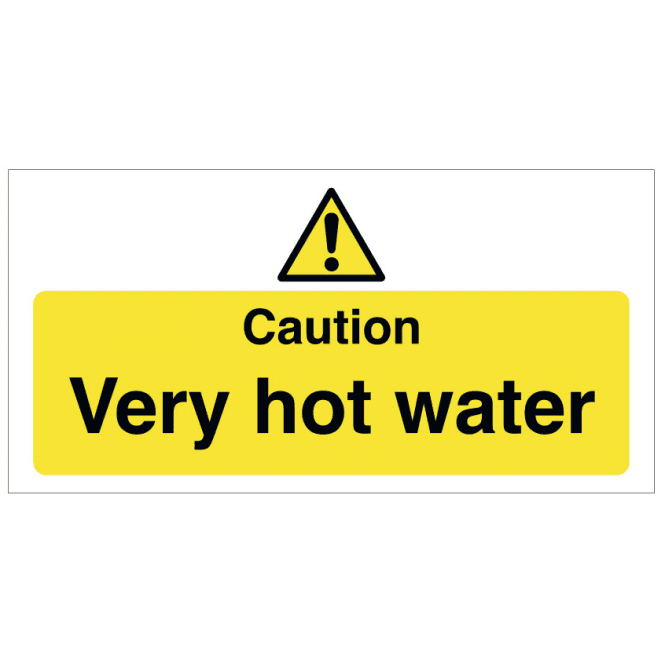 Mileta Signs 'Caution Very Hot Water' Self Adhesive Sticker 10x20cm