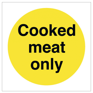 'Cooked Meat Only' Self Adhesive Sticker 10x10cm