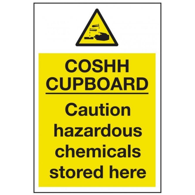 Mileta Signs 'Coshh Cupboard - Hazardous Chemicals Stored Here' Self Adhesive Sticker 200x150mm
