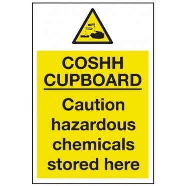 'Coshh Cupboard - Hazardous Chemicals Stored Here' Self Adhesive Sticker 200x150mm