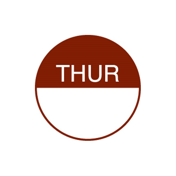 Mileta Signs Day Dot Labels Thursday (Removable) (Pack Of 1000)