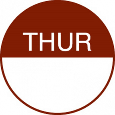 Day Dot Labels Thursday (Removable) (Pack Of 1000)