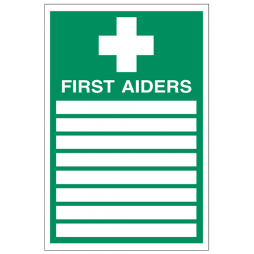 First Aid Sign First Aiders List Rigid Sign 300x200mm