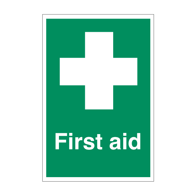Mileta Signs First Aid Text & Symbol Self Adhesive Sticker 15x10cm