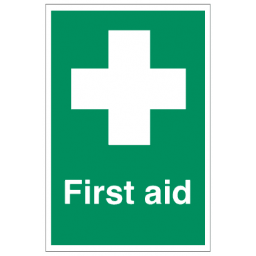 First Aid Text & Symbol Self Adhesive Sticker 15x10cm
