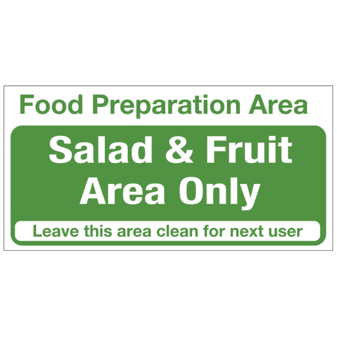 Mileta Signs 'Food Prep Area - Salad And Fruit Only' Self Adhesive Sticker 10x20cm