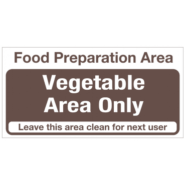 'Food Prep Area - Vegetable Only' Self Adhesive Sticker 10x20cm