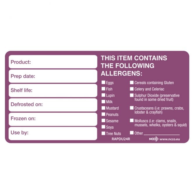 Mileta Signs Food Preperation & Allergen Warning Labels 60x95cm (Pack Of 500)