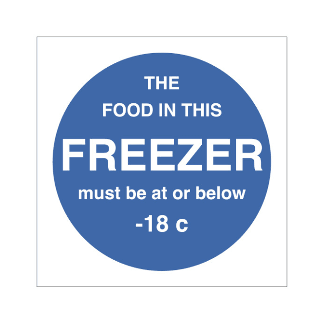 Mileta Signs Freezer Temperature Guidance Self Adhesive Sticker 10x10cm