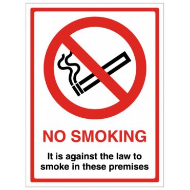 'It Is Against The Law To Smoke In These Premises' Self Adhesive Sticker 20x15cm