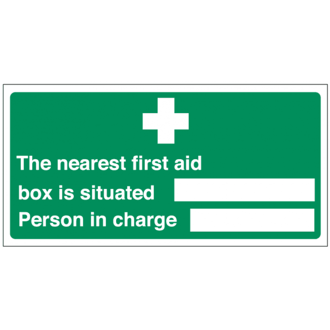 Mileta Signs 'Nearest First Aid Box & Person In Charge'  Self Adhesive Sticker 15x30cm