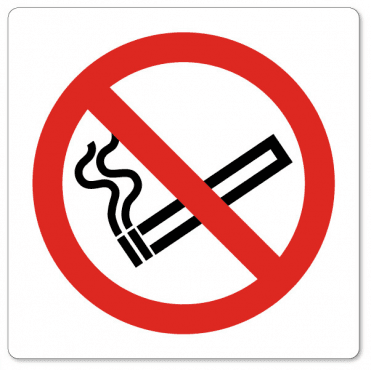 No Smoking Symbol Self Adhesive Sticker 10x10cm