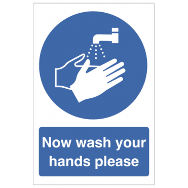 'Now Wash Your Hands' Self Adhesive Sticker 30x20xm