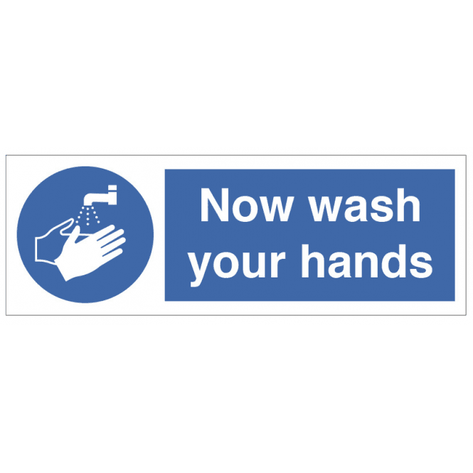 Mileta Signs 'Now Wash Your Hands' Self Adhesive Sticker 8x23cm