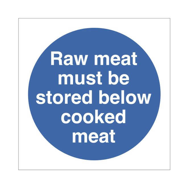 Mileta Signs 'Raw Meat Must Be Stored Below Cooked Meat' Self Adhesive Sticker 10x10cm
