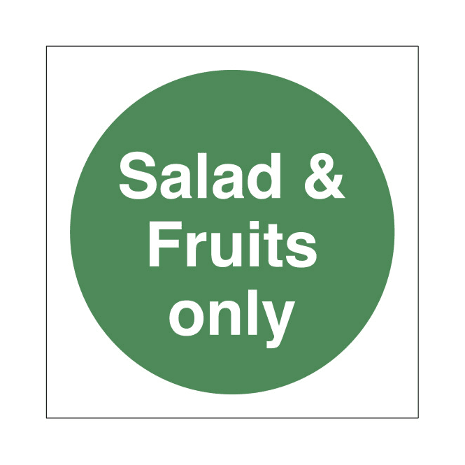 Mileta Signs 'Salad And Fruits Only' Self Adhesive Sticker 10x10cm