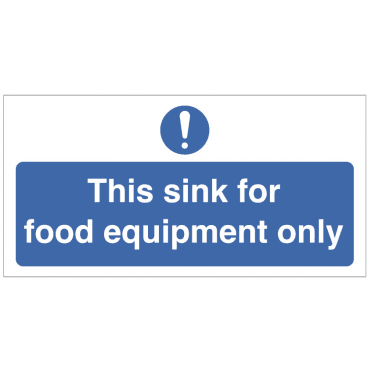 'Sink For Food Equipment Only' Self Adhesive Sticker 10x20cm