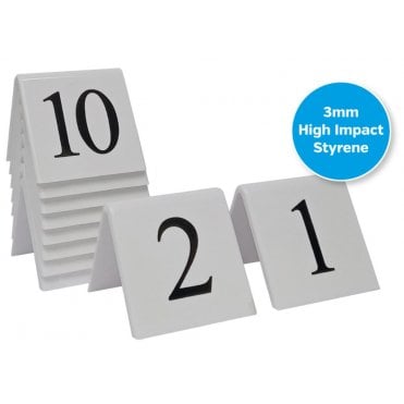Table Numbers Tent Black On White (31-40 pack) 50x50mm