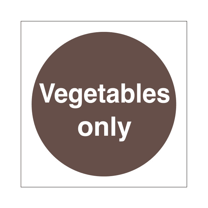 Mileta Signs 'Vegetables Only' Self Adhesive Sticker 10x10cm