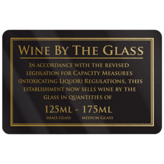 Mileta Signs 'Wine Served By The Glass - 125/175ml'  Rigid Sign 11x17cm