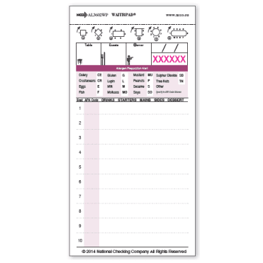 Allergen Alert / Order Pad 3.4 X 6.75" (Pack Of 10)
