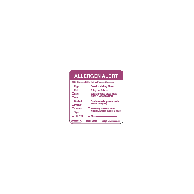 NCCO Allergy Alert Labels 5x5cm / 2