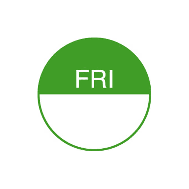 NCCO Day Dot Labels Friday (Removable) (Pack Of 1000)
