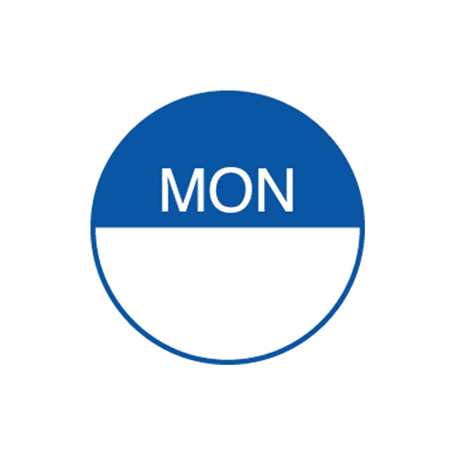 NCCO Day Dot Labels Monday (Removable) (Pack Of 1000)