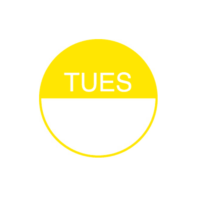 NCCO Day Dot Labels Tuesday (Removable) (Pack Of 1000)