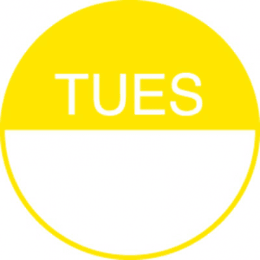 Day Dot Labels Tuesday (Removable) (Pack Of 1000)