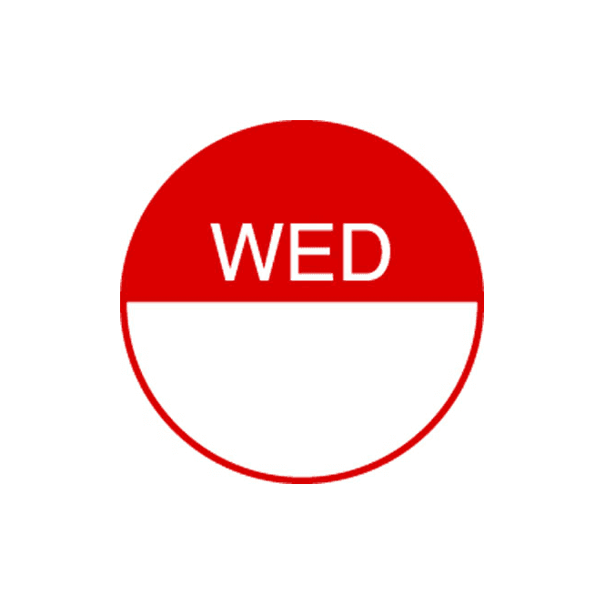 NCCO Day Dot Labels Wednesday (Removable) (Pack Of 1000)