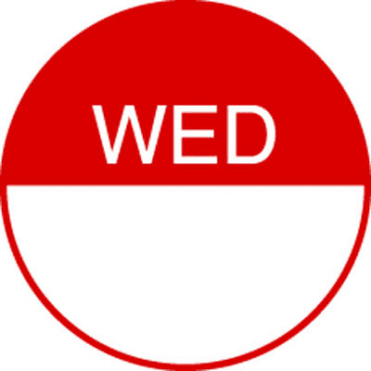 Day Dot Labels Wednesday (Removable) (Pack Of 1000)