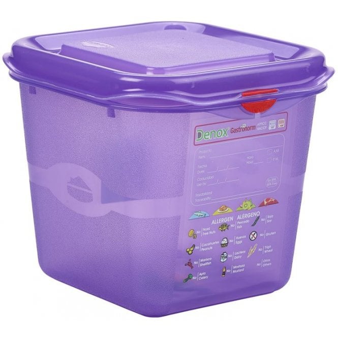 Parsley in Time Allergen Gastronorm Storage Box 1/6 With Lid - 150mm Deep, 2.6L Capacity (Box Of 6)