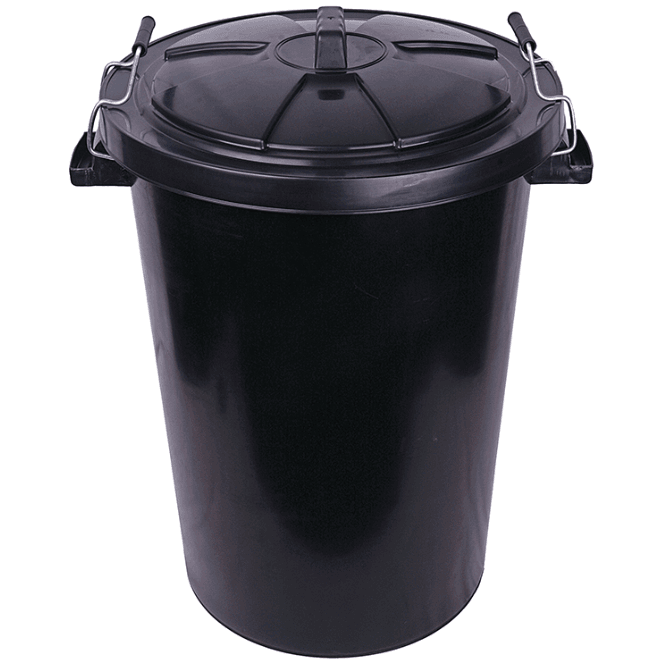 Parsley in Time Dustbin Black Plastic 85L With Lid