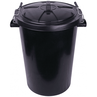 Dustbin Black Plastic 85L With Lid