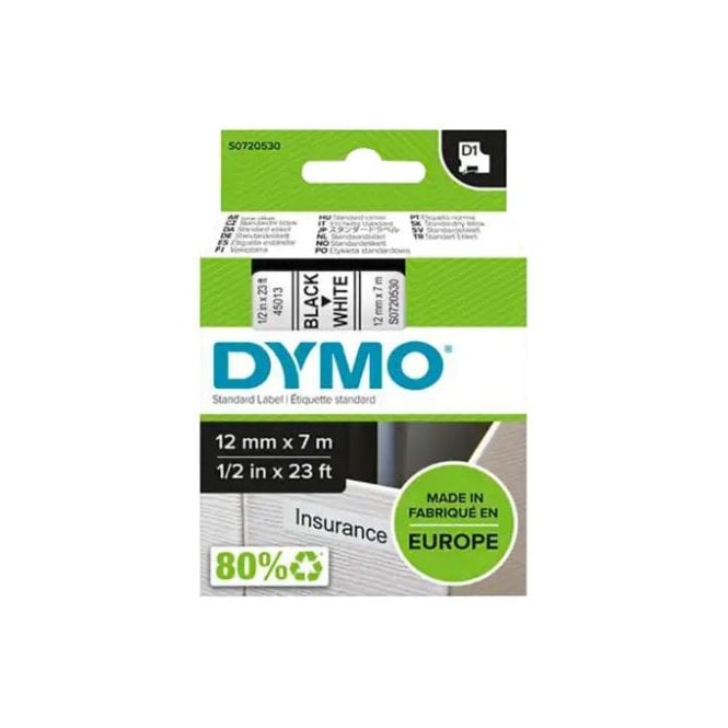 Parsley in Time Dymo D1 Labelling Tape 45013 12mm X 7m Black/white