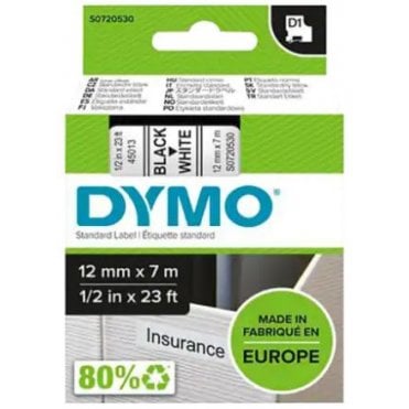 Dymo D1 Labelling Tape 45013 12mm X 7m Black/white