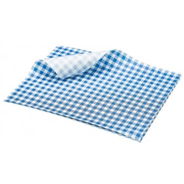 Greaseproof Paper Blue Gingham Print 25 X 20cm (1000 Sheet Pack)