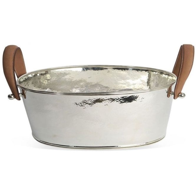 Parsley in Time Hammered Champagne Bath With Leather Handles 21 X 50 X 34cm (W)