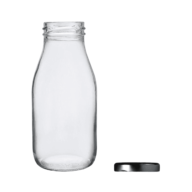 Parsley in Time Screw Top Milk Bottle With Black Cap 250ml (Box Of 12)